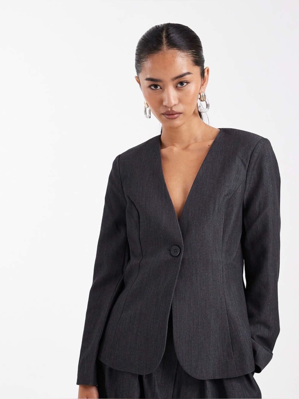 ASOS Dark Gray Single-Button Tailored Blazer